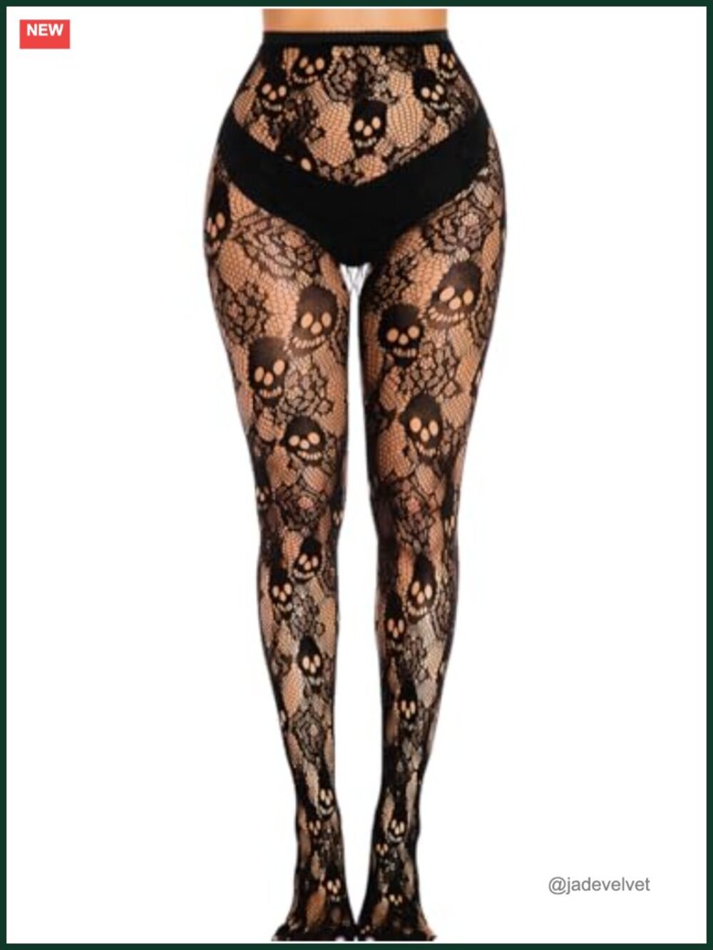 Goth Sheer Mesh Skull Fishnet Tights High Waisted Footed Halloween Costume